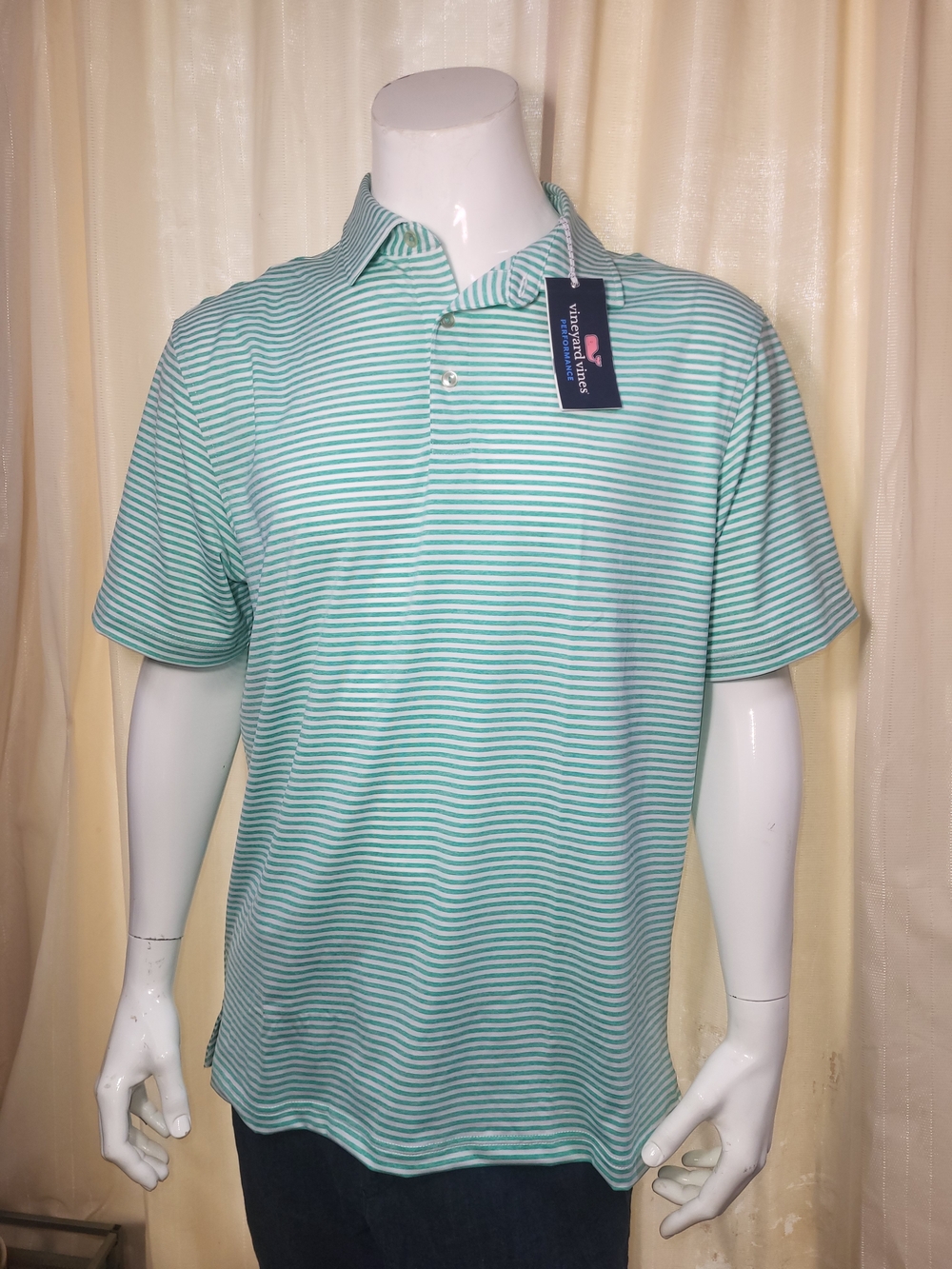 Vineyard Vines Performance Men's Mint Green Stripe Polo Shirt